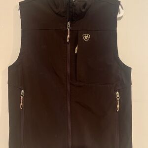 Ariat Logo Softshell Vest Brown Size Small Windproof Water Resistant